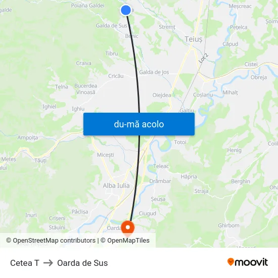 Harta de Cetea T către Oarda de Sus