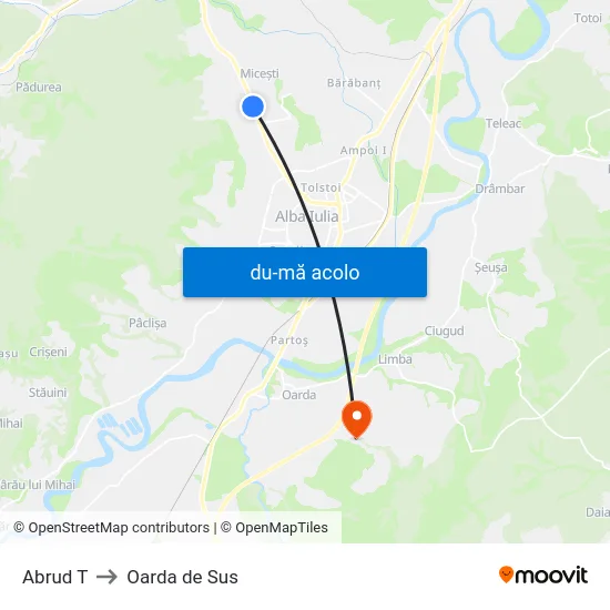 Harta de Abrud T către Oarda de Sus