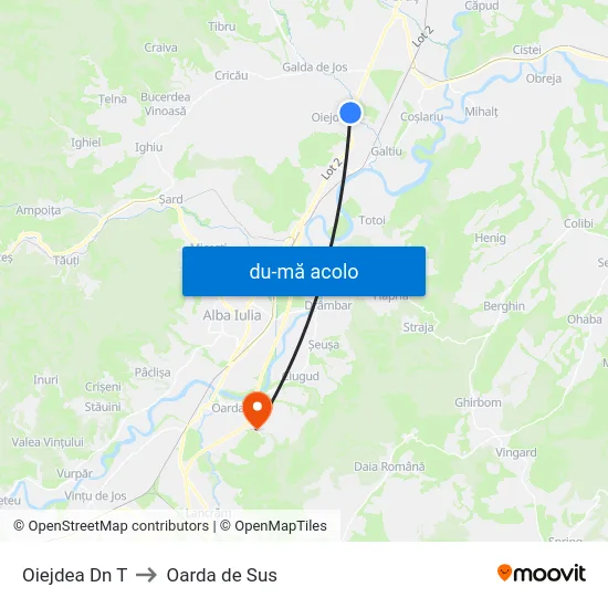 Harta de Oiejdea Dn T către Oarda de Sus