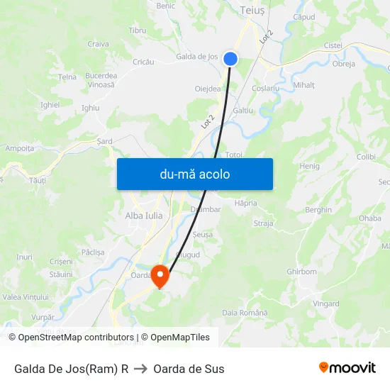 Harta de Galda De Jos(Ram) R către Oarda de Sus