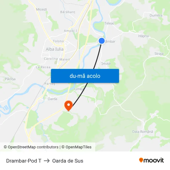 Harta de Drambar-Pod T către Oarda de Sus
