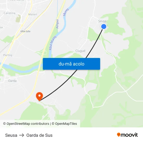 Harta de Seusa către Oarda de Sus