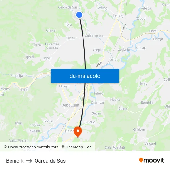 Harta de Benic R către Oarda de Sus