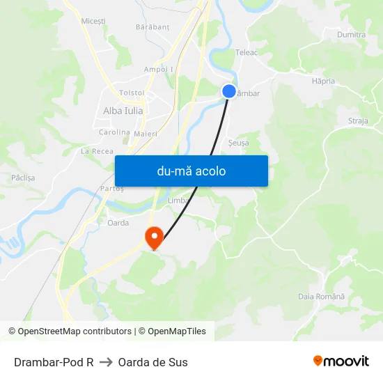 Harta de Drambar-Pod R către Oarda de Sus