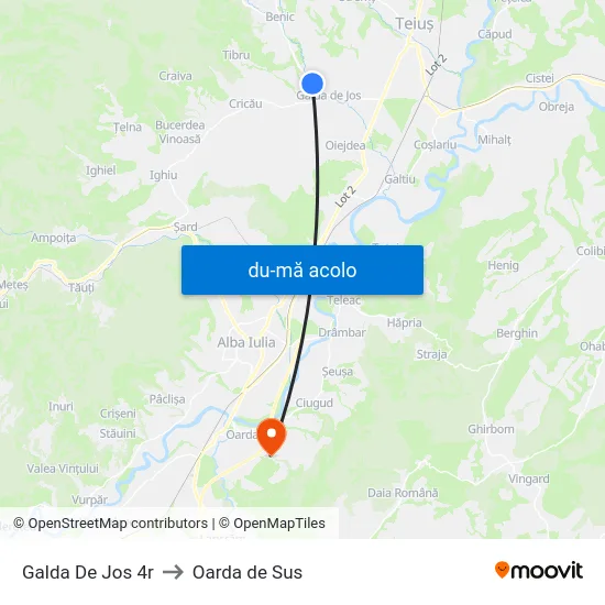 Harta de Galda De Jos 4r către Oarda de Sus