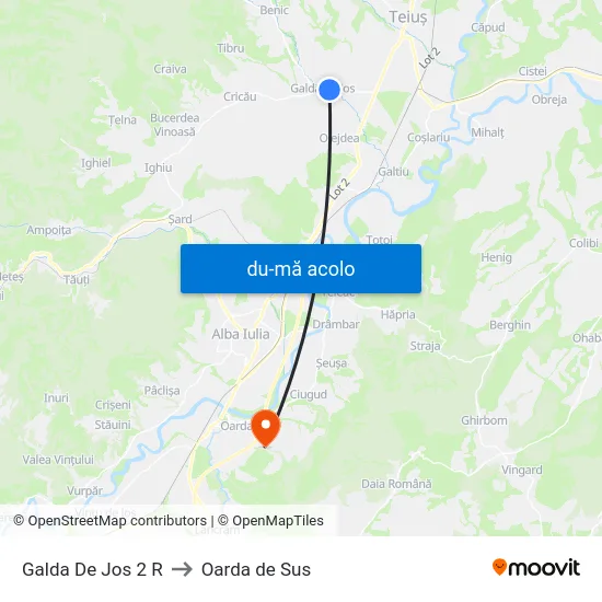 Harta de Galda De Jos 2 R către Oarda de Sus