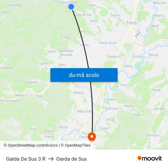 Harta de Galda De Sus 3 R către Oarda de Sus