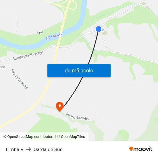 Harta de Limba R către Oarda de Sus