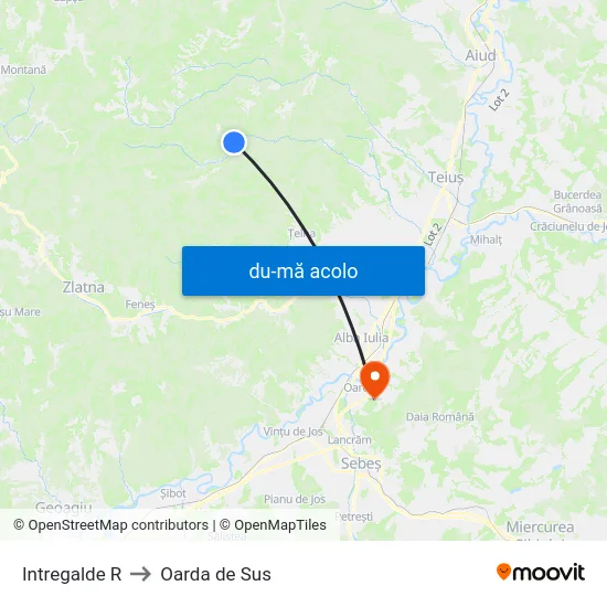 Harta de Intregalde R către Oarda de Sus