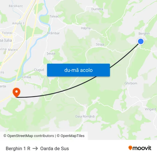 Harta de Berghin 1 R către Oarda de Sus