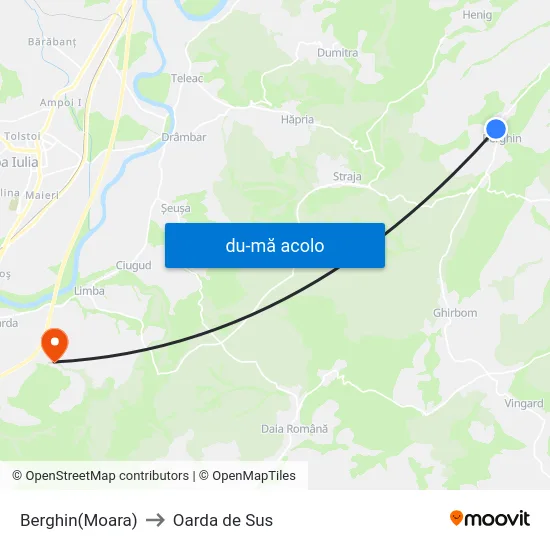 Harta de Berghin(Moara) către Oarda de Sus