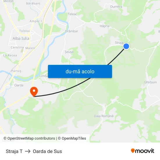 Harta de Straja T către Oarda de Sus