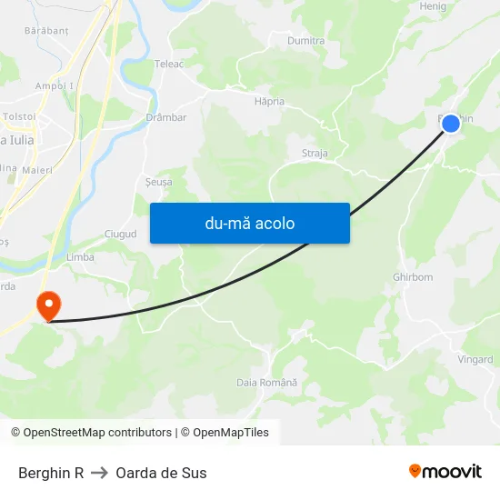 Harta de Berghin R către Oarda de Sus