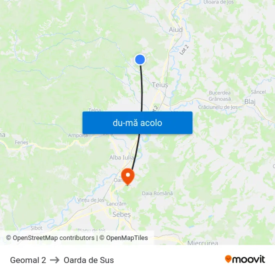Harta de Geomal 2 către Oarda de Sus
