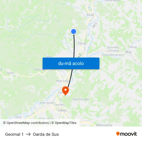Harta de Geomal 1 către Oarda de Sus