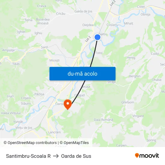 Harta de Santimbru-Scoala R către Oarda de Sus