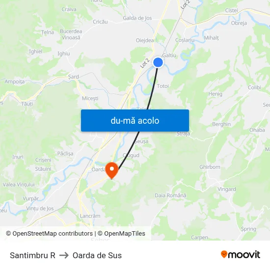 Harta de Santimbru R către Oarda de Sus