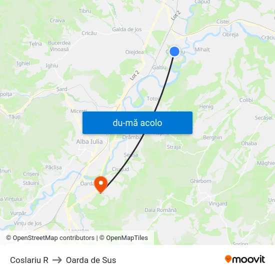 Harta de Coslariu R către Oarda de Sus