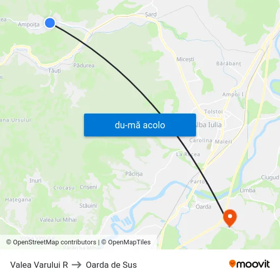 Harta de Valea Varului R către Oarda de Sus