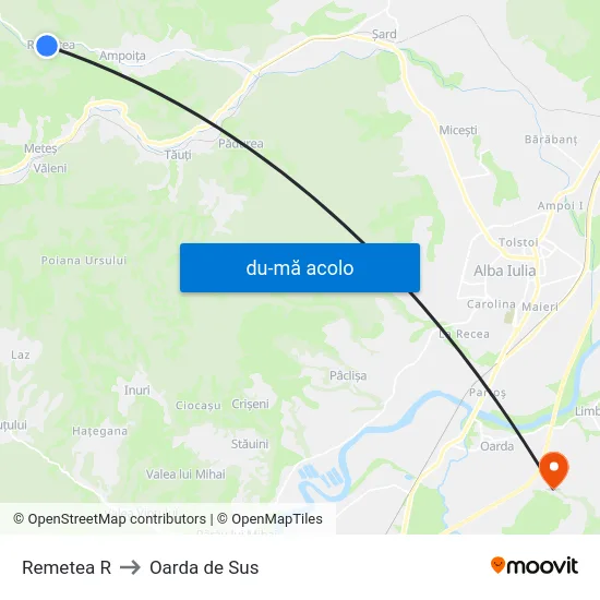 Harta de Remetea R către Oarda de Sus