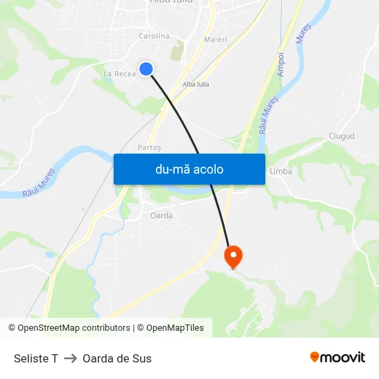 Harta de Seliste T către Oarda de Sus