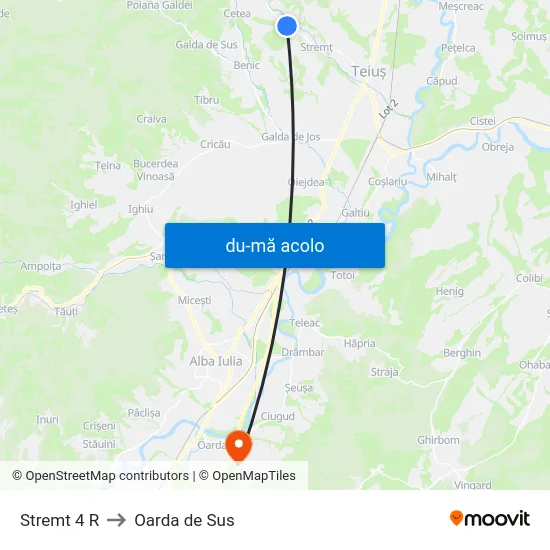 Harta de Stremt 4 R către Oarda de Sus
