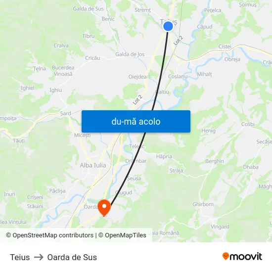 Harta de Teius către Oarda de Sus