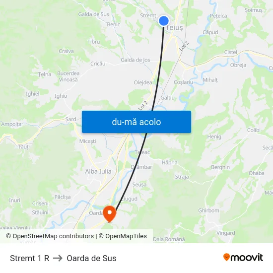 Harta de Stremt 1 R către Oarda de Sus