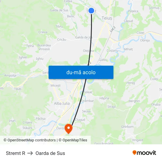 Harta de Stremt R către Oarda de Sus