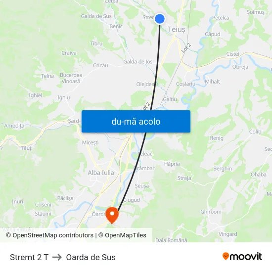 Harta de Stremt 2 T către Oarda de Sus