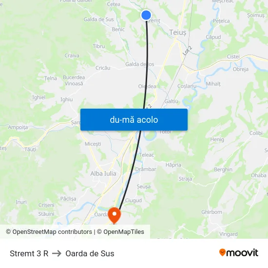 Harta de Stremt 3 R către Oarda de Sus