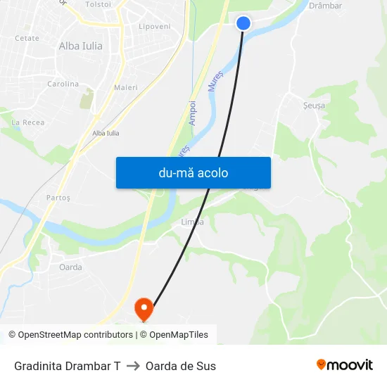 Harta de Gradinita Drambar T către Oarda de Sus