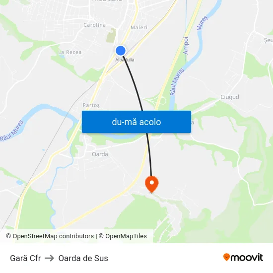 Harta de Gară Cfr către Oarda de Sus