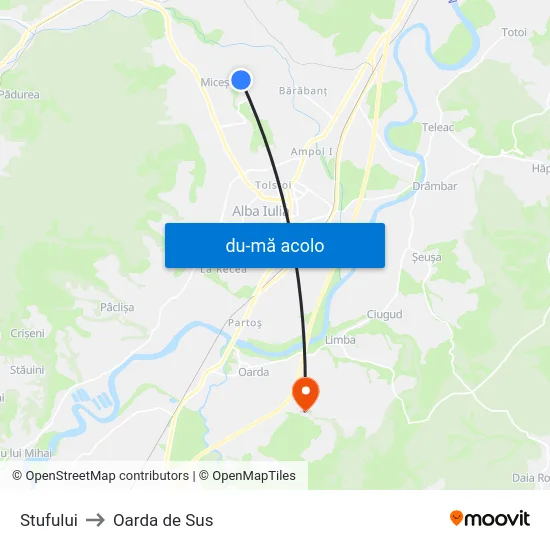 Harta de Stufului către Oarda de Sus