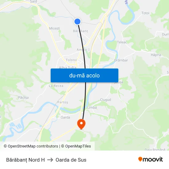Harta de Bărăbanț Nord H către Oarda de Sus