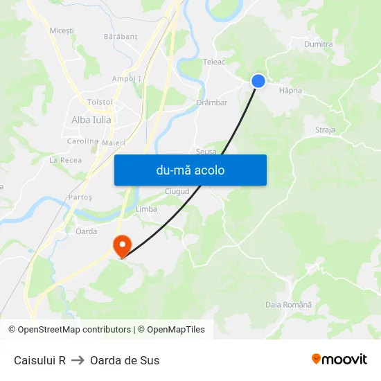 Harta de Caisului R către Oarda de Sus