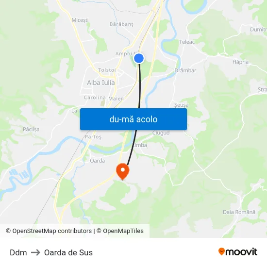 Harta de Ddm către Oarda de Sus