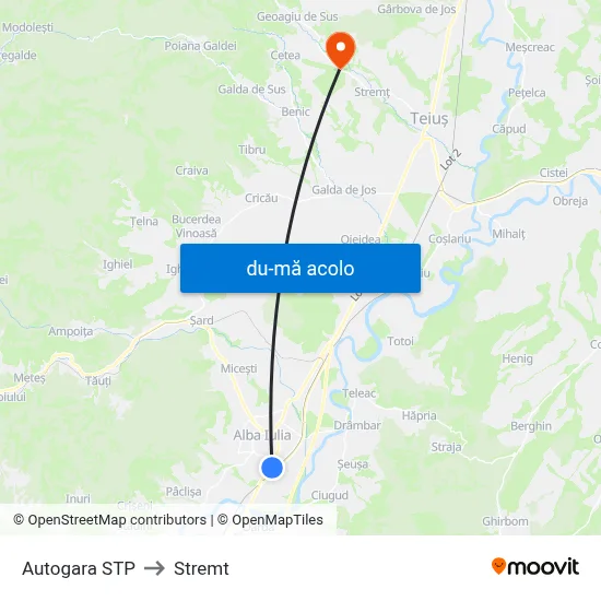 Harta de Autogara STP către Stremt