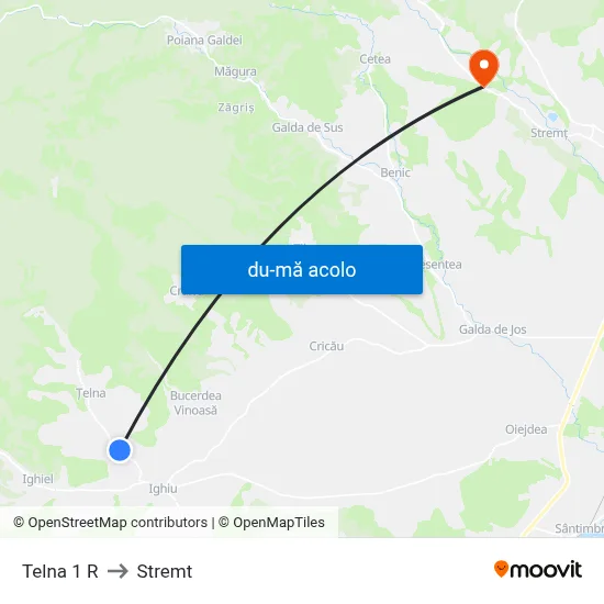 Harta de Telna 1 R către Stremt