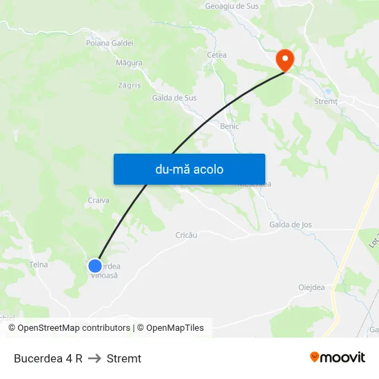 Harta de Bucerdea 4 R către Stremt