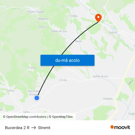 Harta de Bucerdea 2 R către Stremt