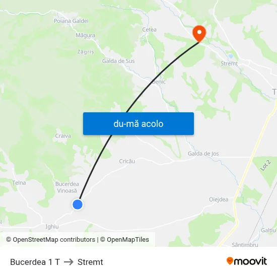 Harta de Bucerdea 1 T către Stremt