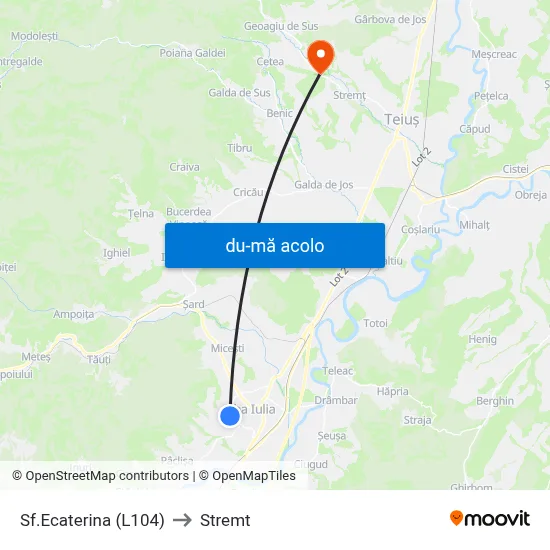 Harta de Sf.Ecaterina (L104) către Stremt