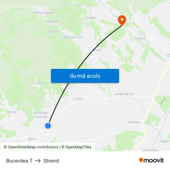Harta de Bucerdea T către Stremt