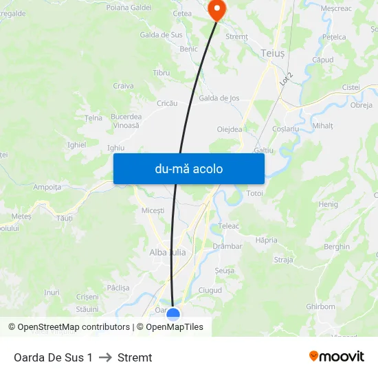 Harta de Oarda De Sus 1 către Stremt