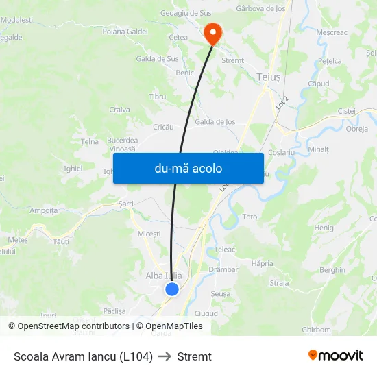 Harta de Scoala Avram Iancu (L104) către Stremt