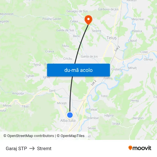 Harta de Garaj STP către Stremt