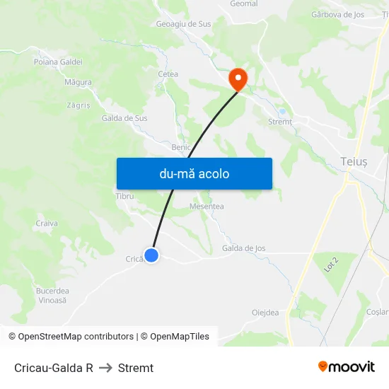 Harta de Cricau-Galda R către Stremt