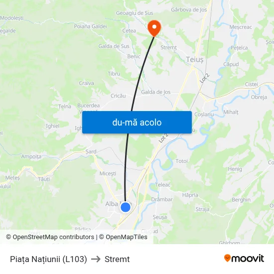 Harta de Piața Națiunii (L103) către Stremt