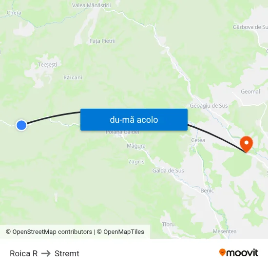 Harta de Roica R către Stremt